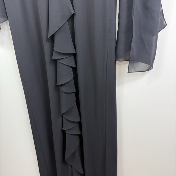 Whimsygoth Black KM Collection Maxi Dress & Scarf 10 Sequin Beaded Ruffle - Picture 10 of 16